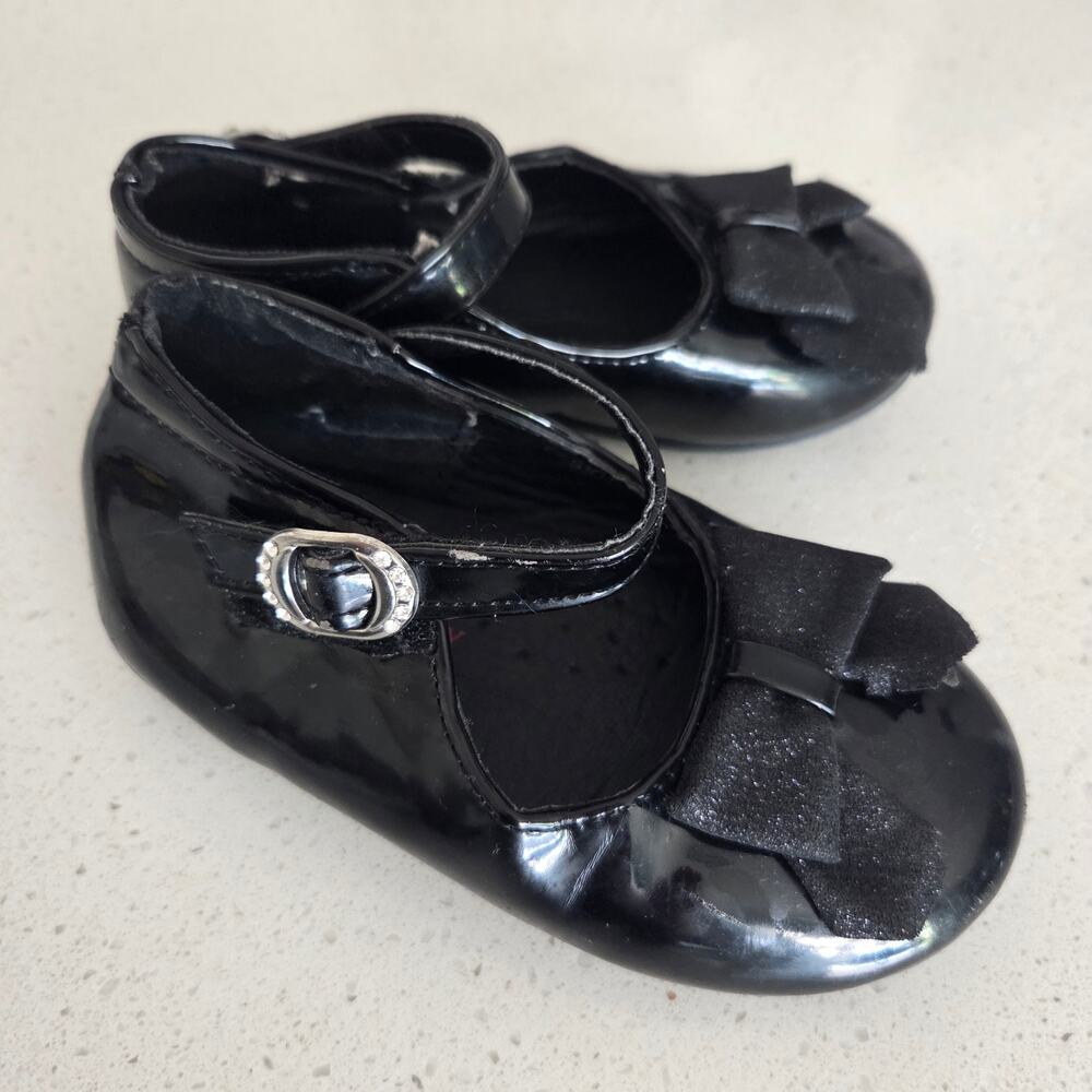 Laura Ashley Toddler Girls Black Patent Mary Janes - Sz 9 (6.25” Heel to Toe)